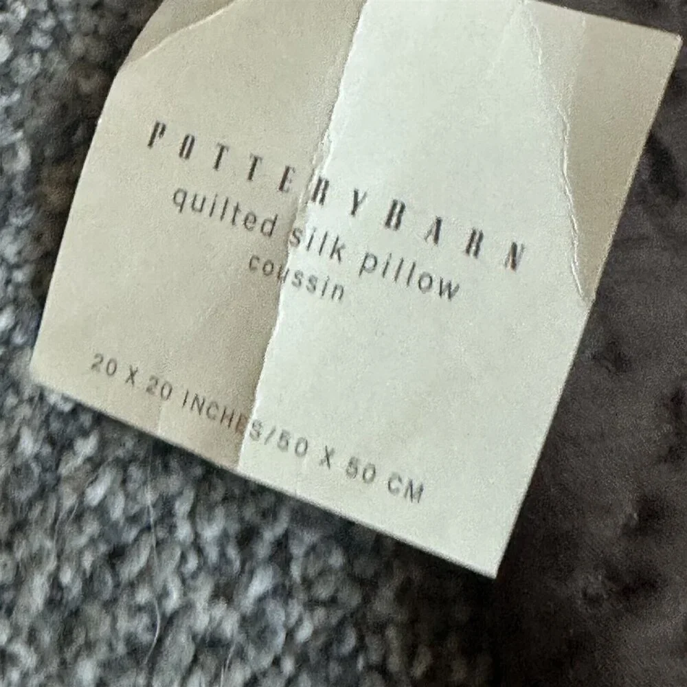 Pottery Barn 100% Silk Brown Diamond Quilted Pillow Cover 20
